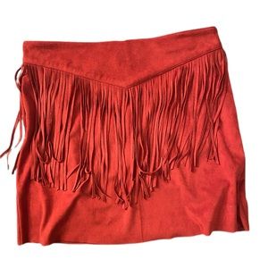 Forever 21 Suede Fringe Mini Skirt